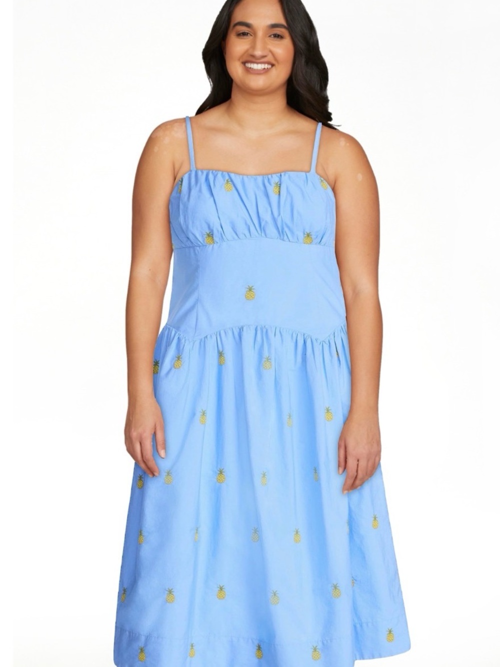 Free Assembly Blue Pineapple Embroidered Sundress NWT